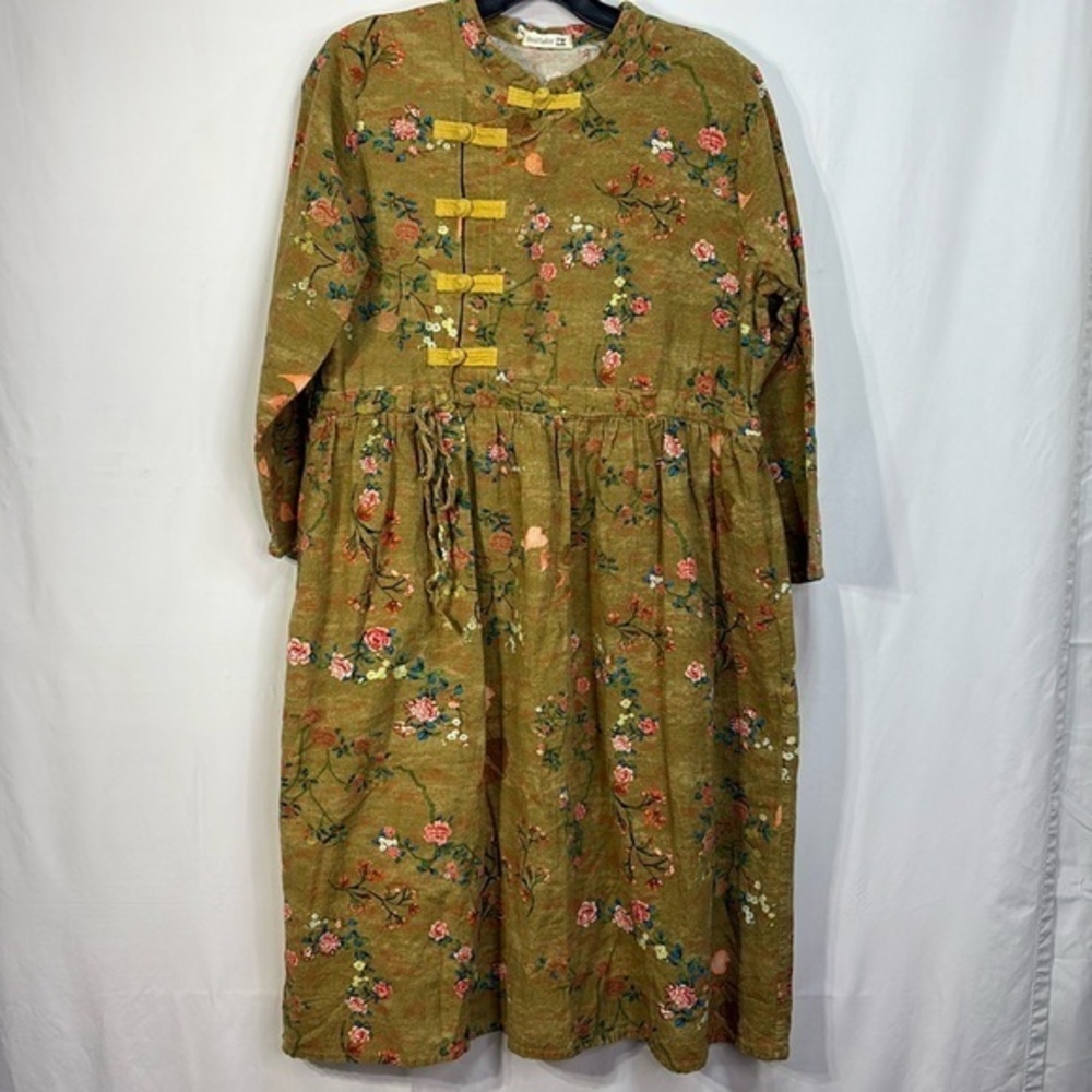 🦙 Best Tailor cotton linen blend Asian inspired floral dress
